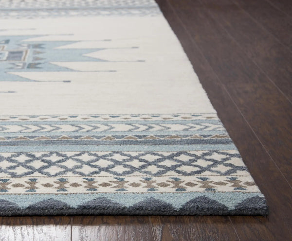 3' X 5' Blue And Ivory Wool Tribal Hand Tufted Area Rug Homeroots Home Decor