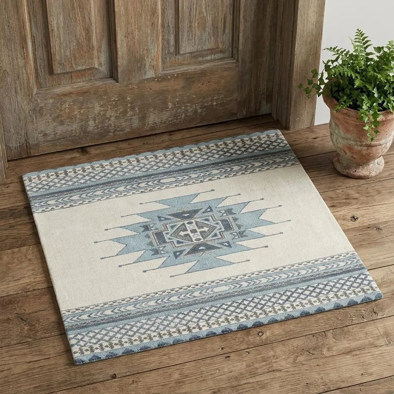 3' X 5' Blue And Ivory Wool Tribal Hand Tufted Area Rug Homeroots Home Decor