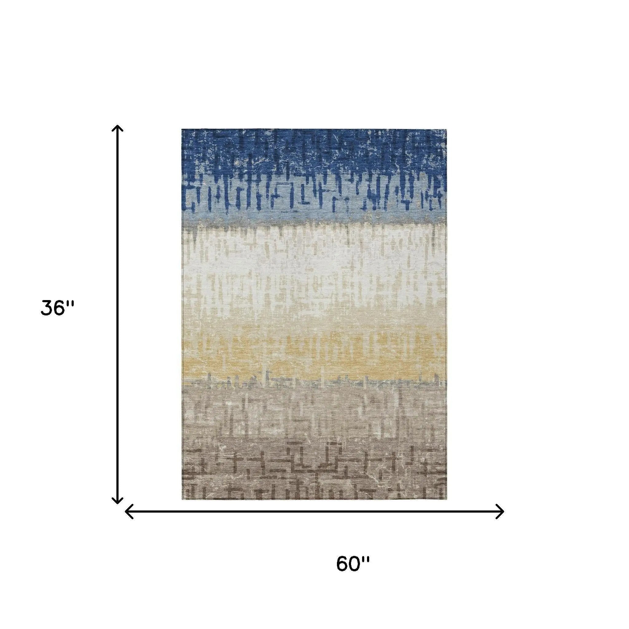 3' X 5' Blue And Khaki Striped Washable Indoor Outdoor Area Rug Homeroots Outdoor