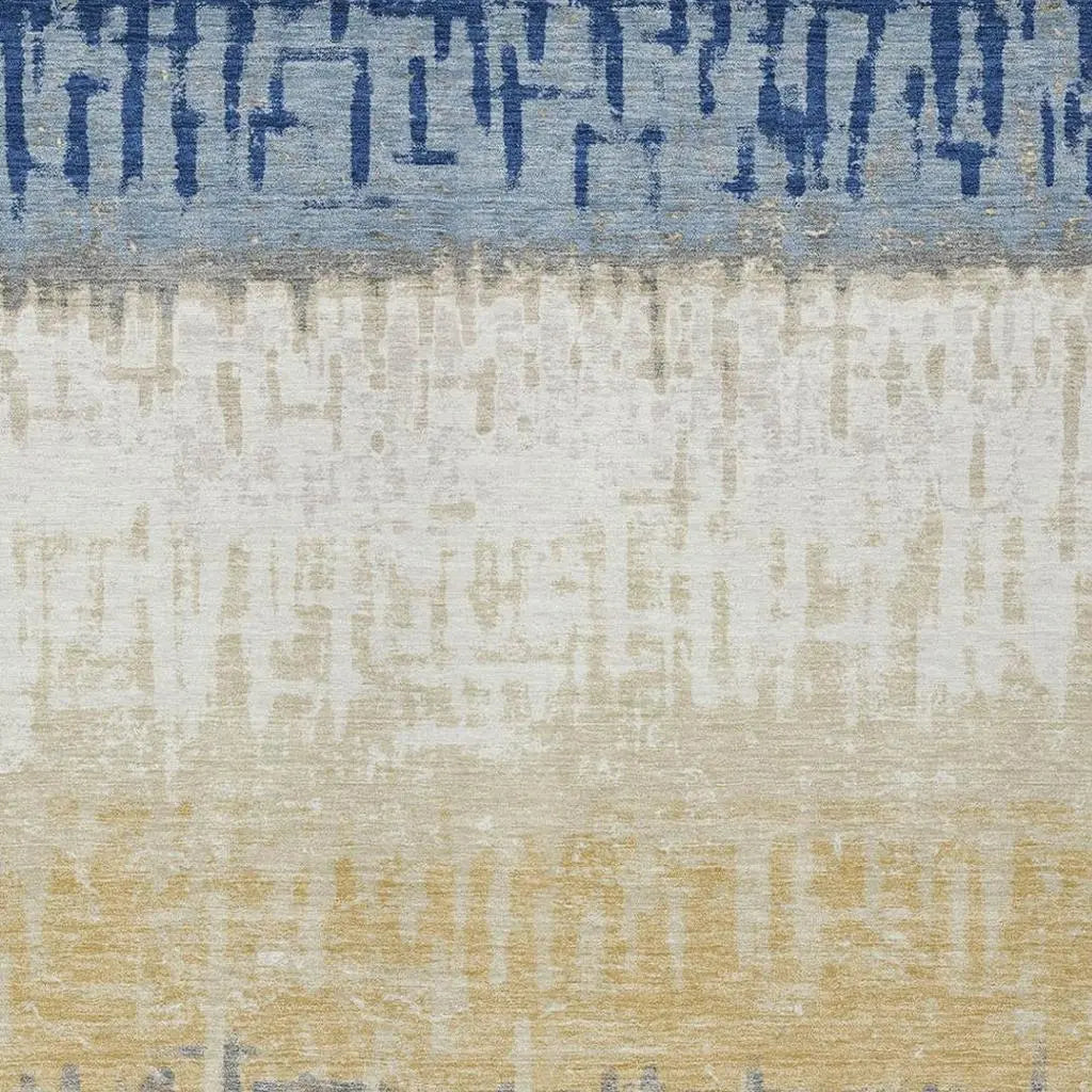 3' X 5' Blue And Khaki Striped Washable Indoor Outdoor Area Rug Homeroots Outdoor