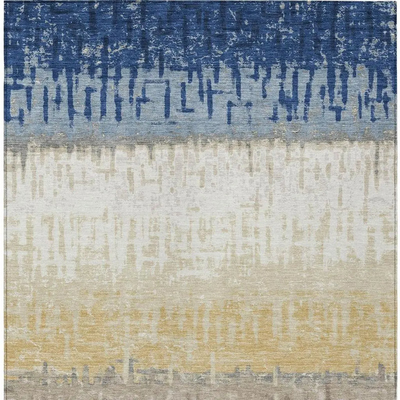3' X 5' Blue And Khaki Striped Washable Indoor Outdoor Area Rug Homeroots Outdoor