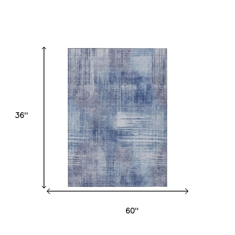 3' X 5' Blue And Lilac Abstract Washable Indoor Outdoor Area Rug Homeroots Outdoor