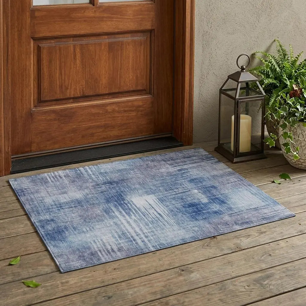 3' X 5' Blue And Lilac Abstract Washable Indoor Outdoor Area Rug Homeroots Outdoor