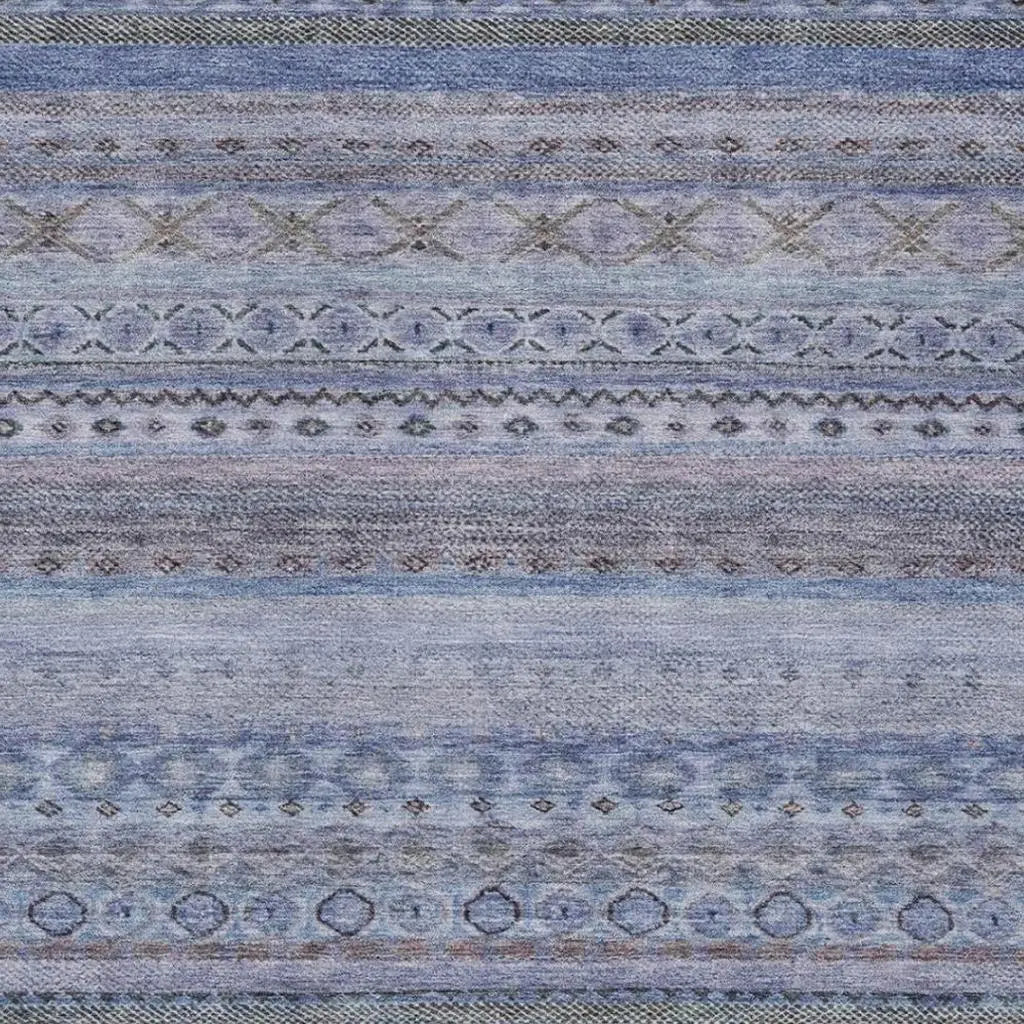 3' X 5' Blue And Lilac Striped Washable Indoor Outdoor Area Rug Homeroots Outdoor