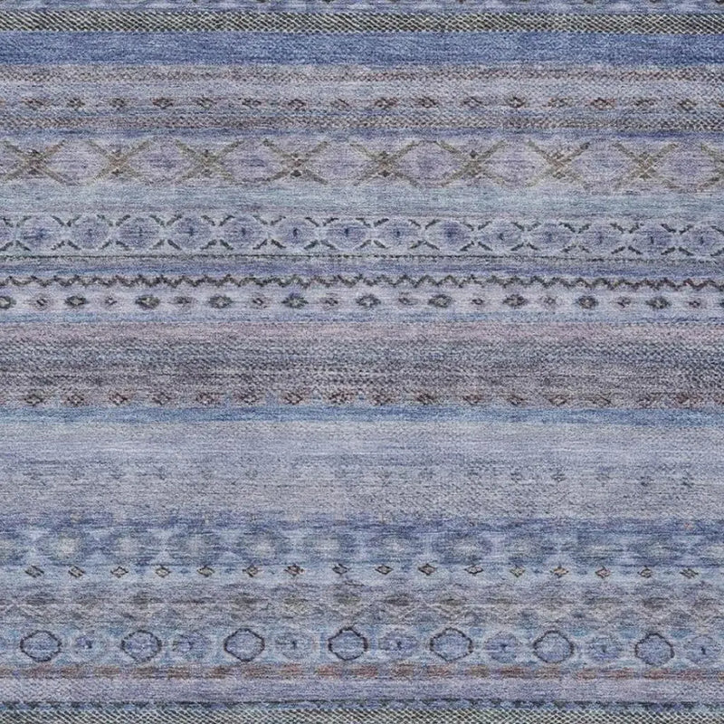 3' X 5' Blue And Lilac Striped Washable Indoor Outdoor Area Rug Homeroots Outdoor