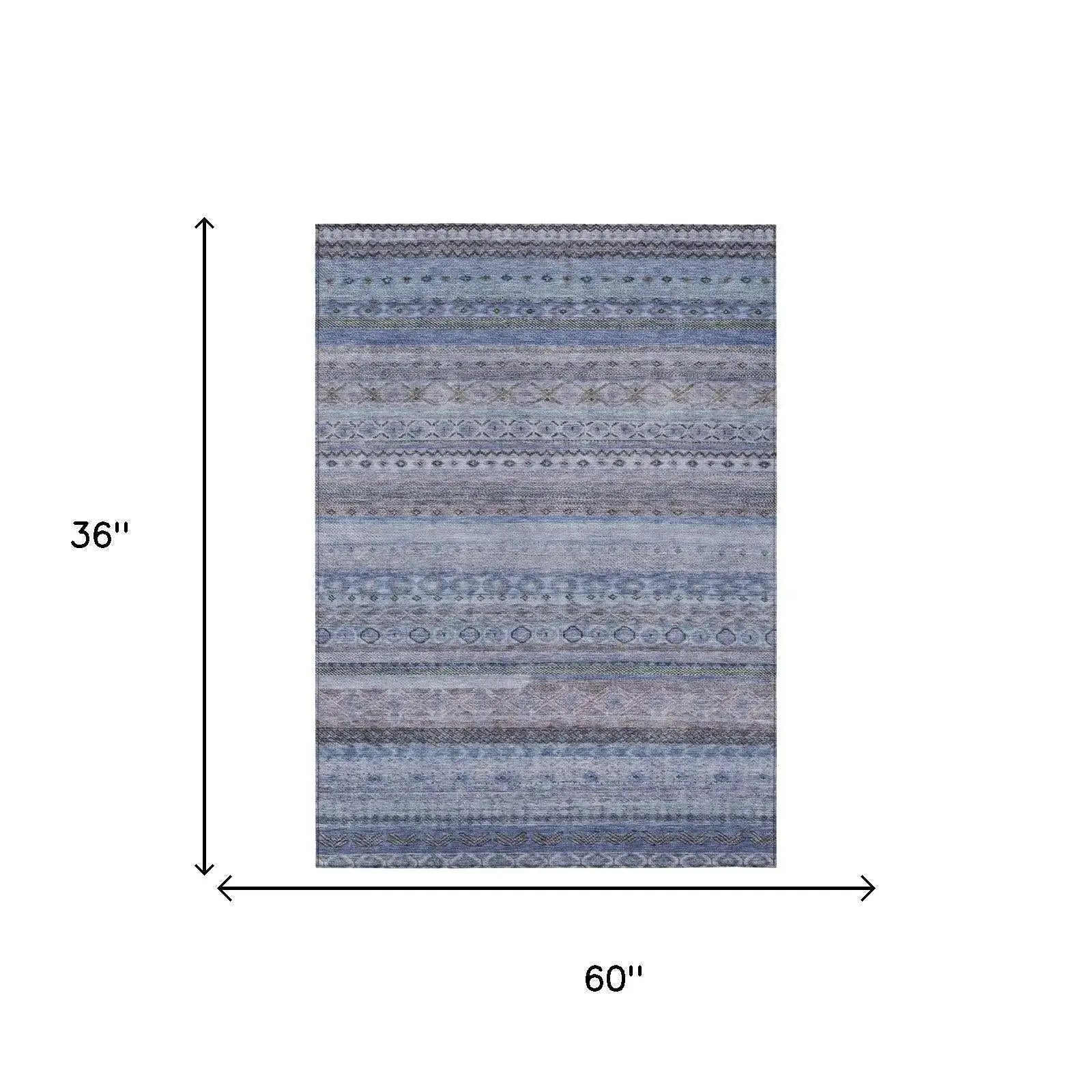 3' X 5' Blue And Lilac Striped Washable Indoor Outdoor Area Rug Homeroots Outdoor