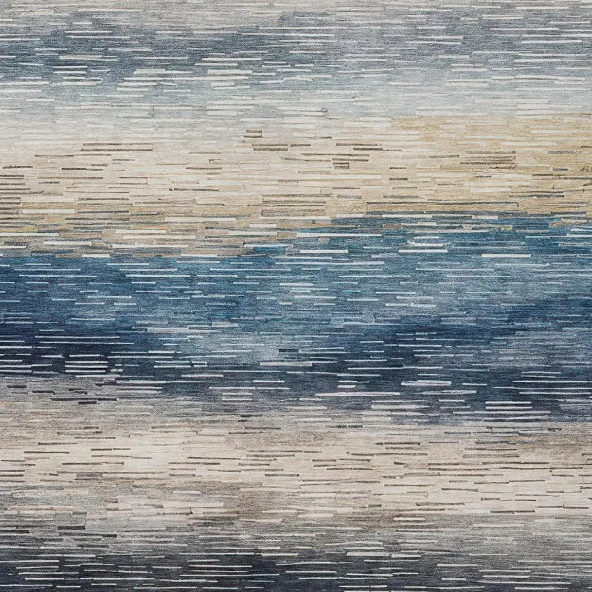 3' X 5' Blue And Linen Striped Washable Indoor Outdoor Area Rug Homeroots Outdoor