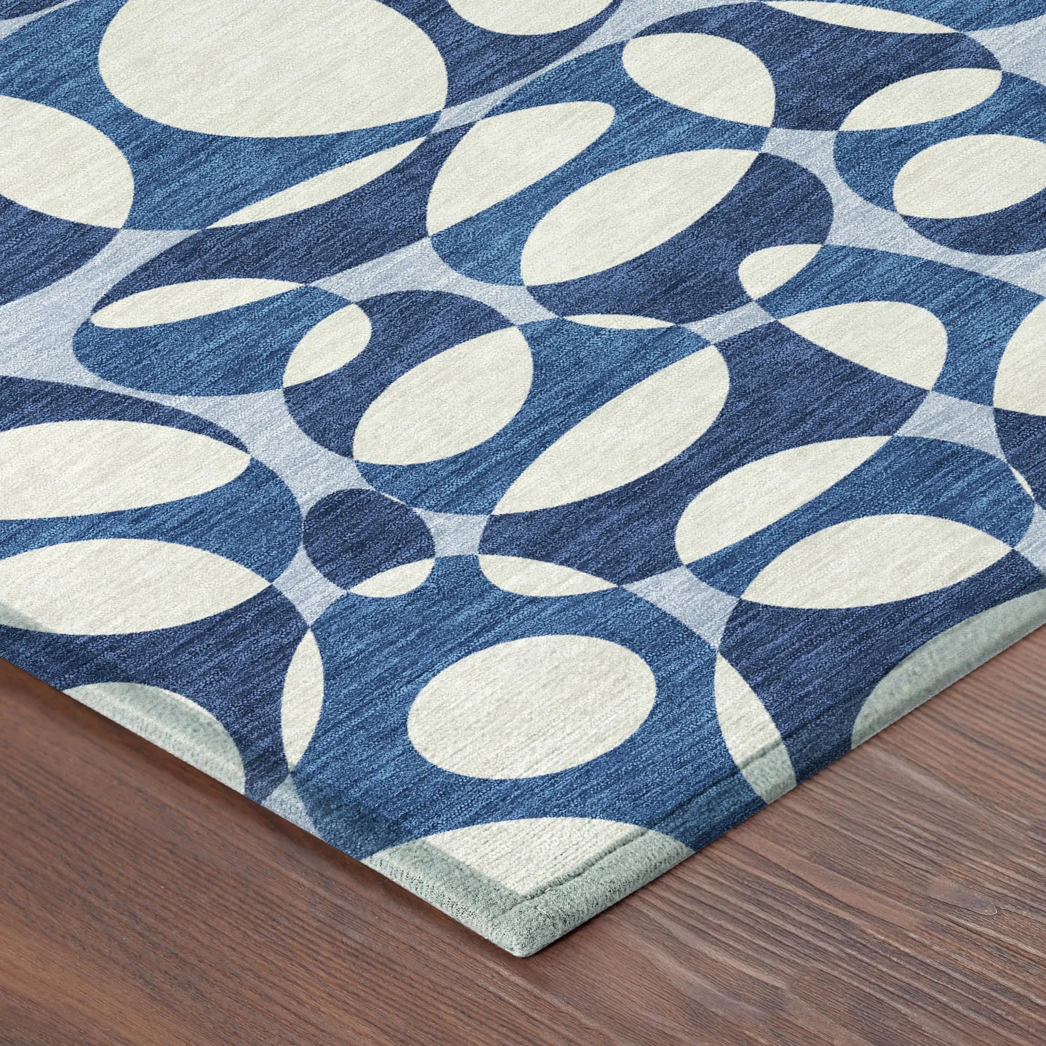3' X 5' Blue And Navy Blue Abstract Washable Indoor Outdoor Area Rug Homeroots Outdoor