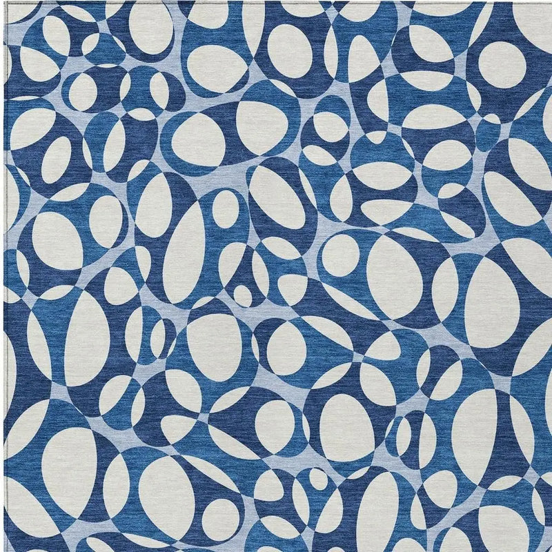 3' X 5' Blue And Navy Blue Abstract Washable Indoor Outdoor Area Rug Homeroots Outdoor