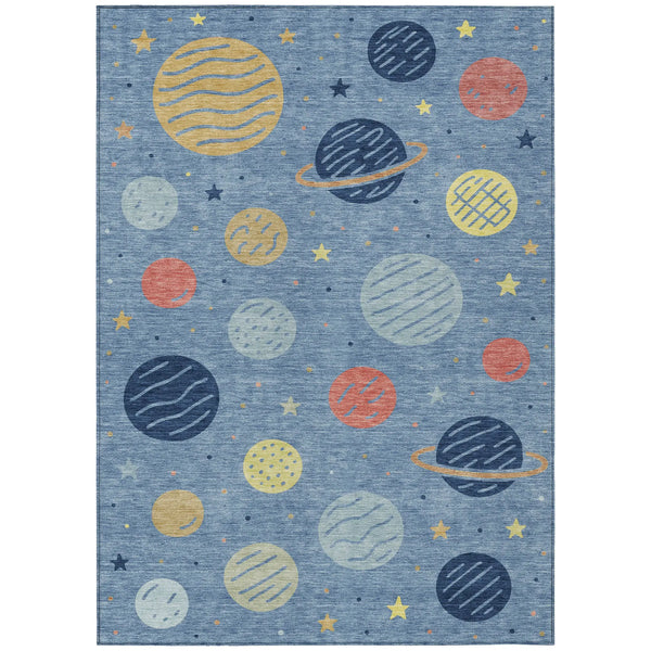 3' X 5' Blue And Navy Blue Floral Washable Indoor Outdoor Area Rug Homeroots Outdoor