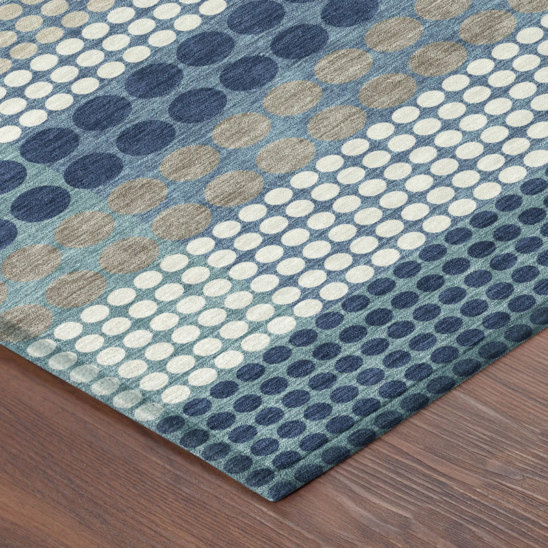 3' X 5' Blue And Navy Blue Geometric Washable Indoor Outdoor Area Rug Homeroots Outdoor