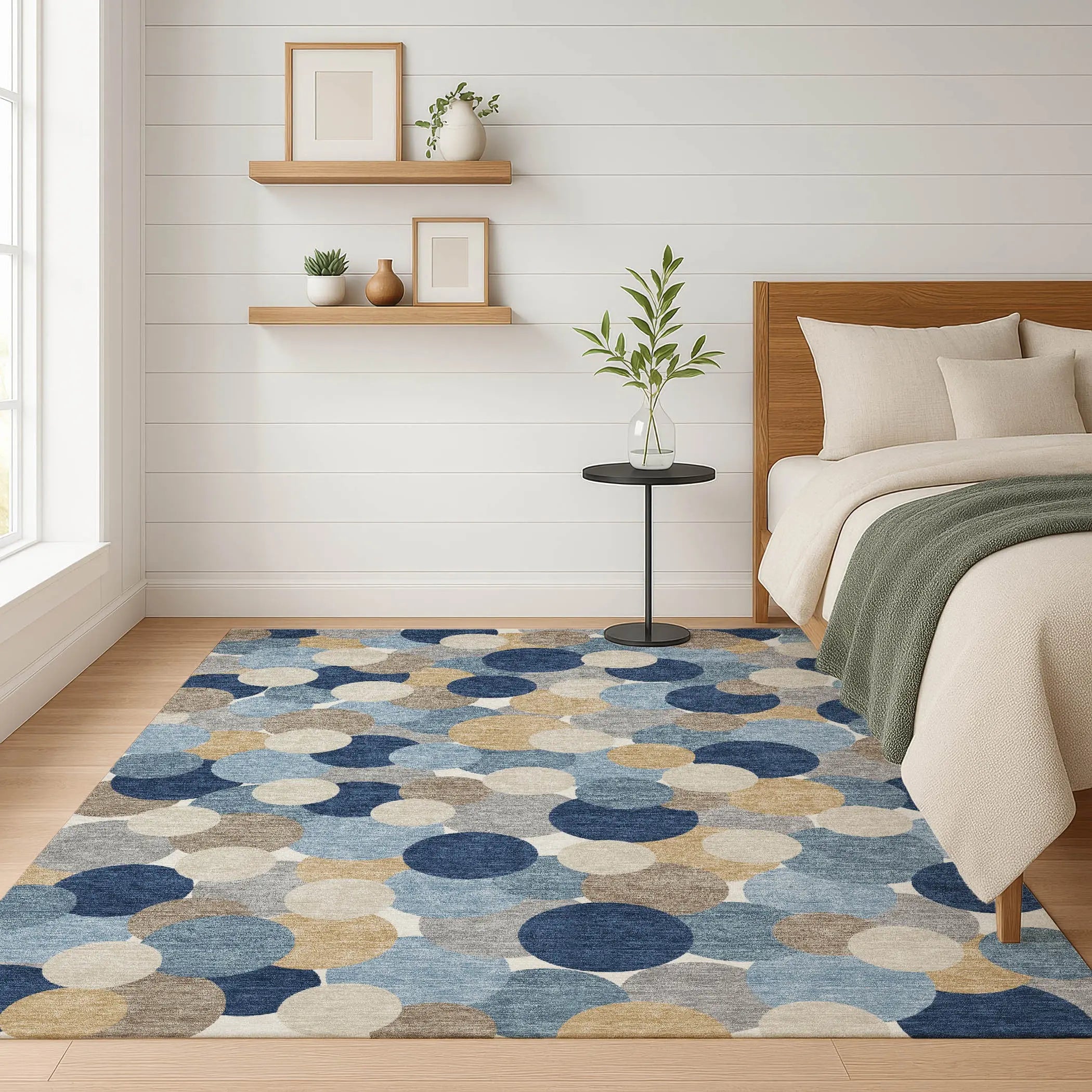 3' X 5' Blue And Navy Blue Geometric Washable Indoor Outdoor Area Rug Homeroots Outdoor