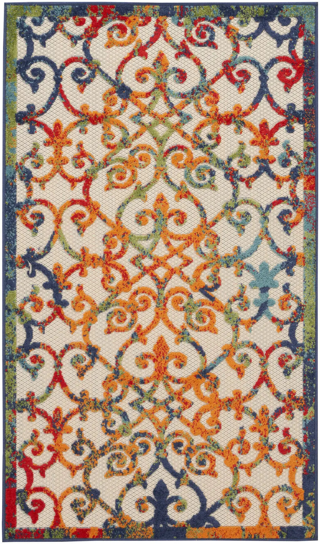 3' X 5' Blue And Orange Indoor Outdoor Area Rug Homeroots Outdoor