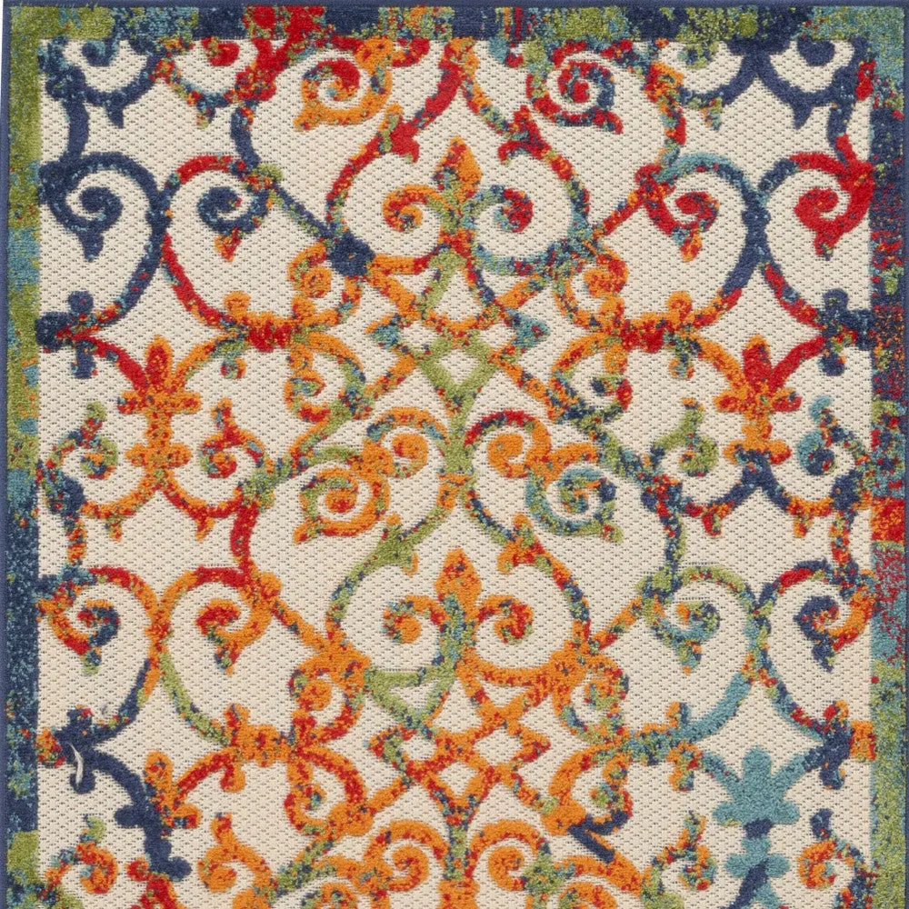 3' X 5' Blue And Orange Indoor Outdoor Area Rug Homeroots Outdoor