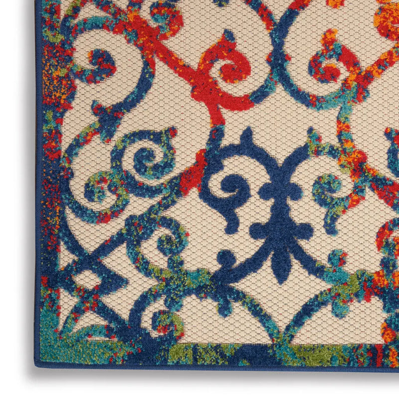3' X 5' Blue And Orange Indoor Outdoor Area Rug Homeroots Outdoor