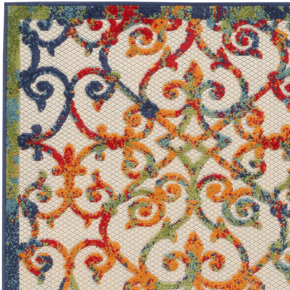 3' X 5' Blue And Orange Indoor Outdoor Area Rug Homeroots Outdoor
