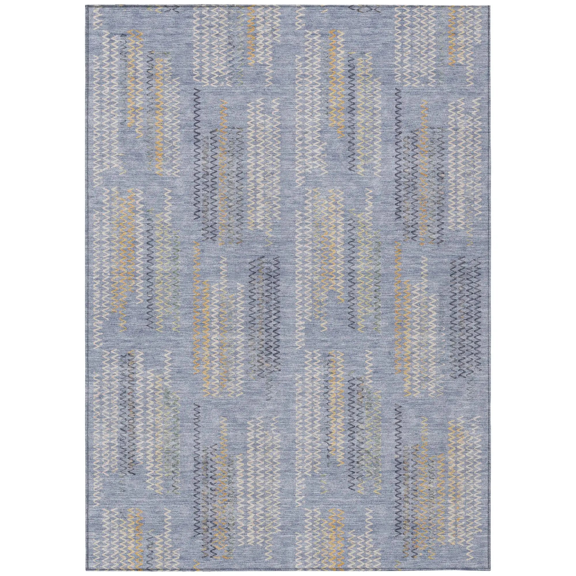 3' X 5' Blue And Silver Abstract Washable Indoor Outdoor Area Rug Homeroots Outdoor