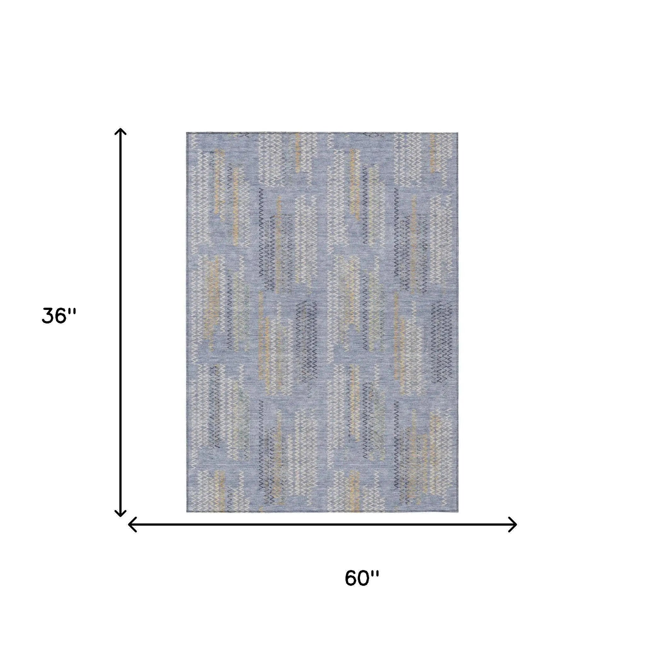 3' X 5' Blue And Silver Abstract Washable Indoor Outdoor Area Rug Homeroots Outdoor