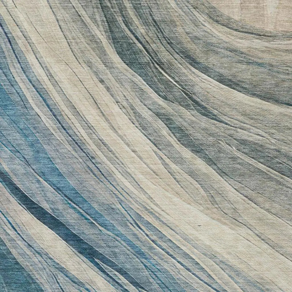 3' X 5' Blue And Silver Abstract Washable Indoor Outdoor Area Rug Homeroots Outdoor