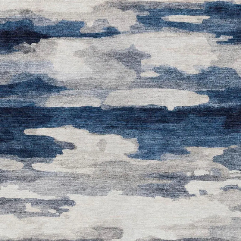 3' X 5' Blue And Silver Abstract Washable Indoor Outdoor Area Rug Homeroots Outdoor