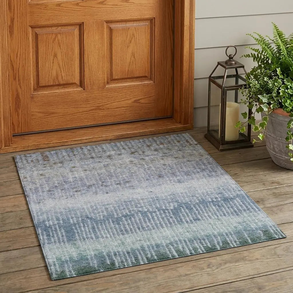 3' X 5' Blue And Silver Abstract Washable Indoor Outdoor Area Rug Homeroots Outdoor