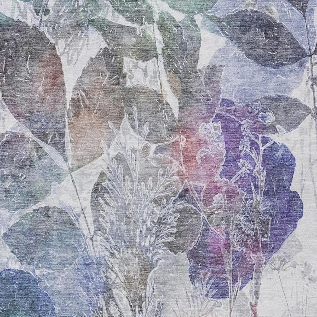 3' X 5' Blue And Silver Botanical Leaves Washable Indoor Outdoor Area Rug Homeroots Outdoor