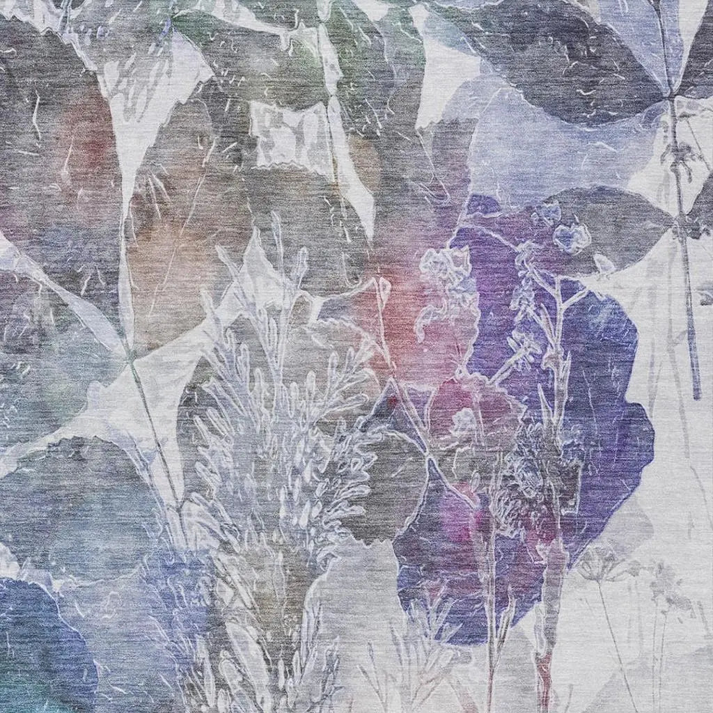 3' X 5' Blue And Silver Botanical Leaves Washable Indoor Outdoor Area Rug Homeroots Outdoor