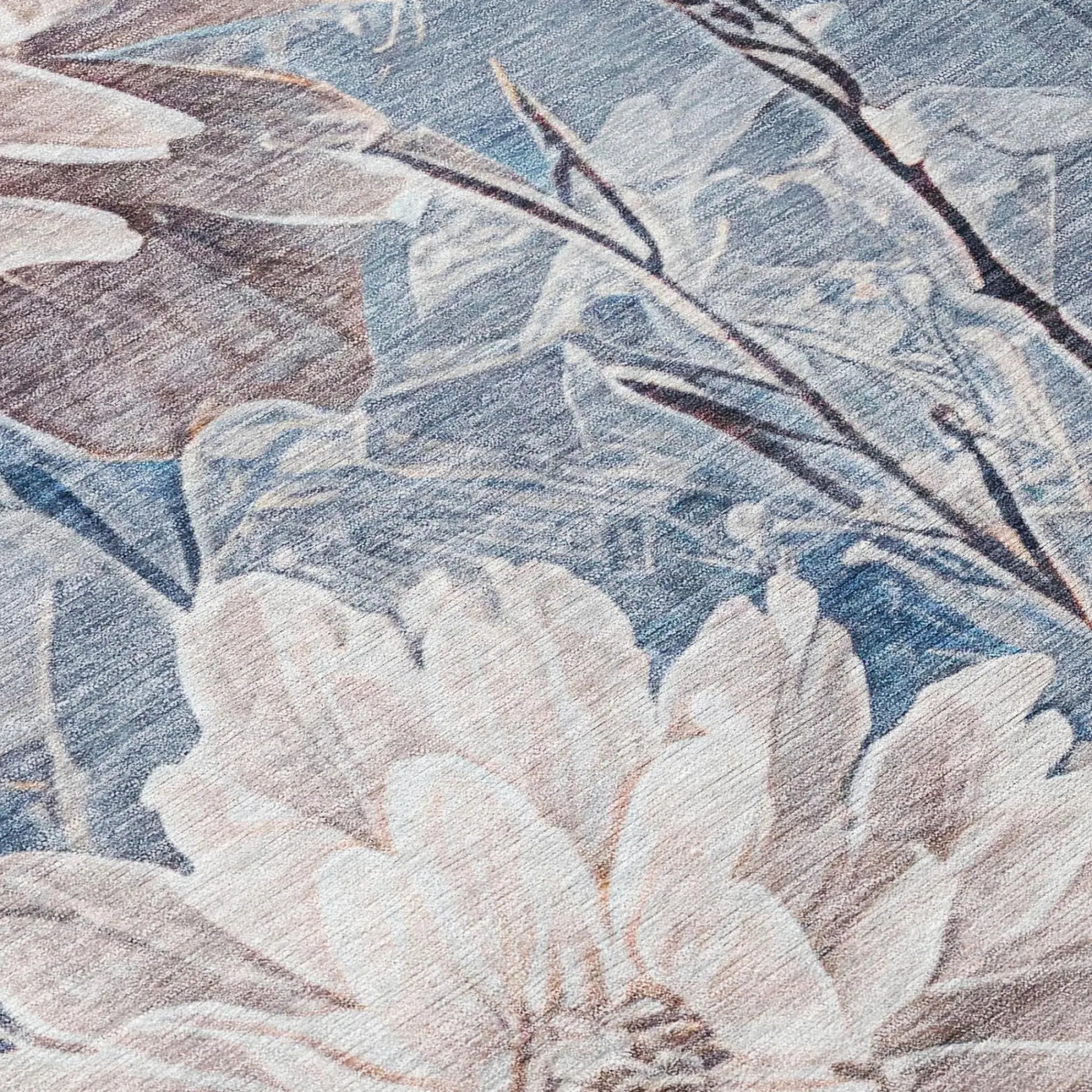 3' X 5' Blue And Silver Floral Washable Indoor Outdoor Area Rug Homeroots Outdoor
