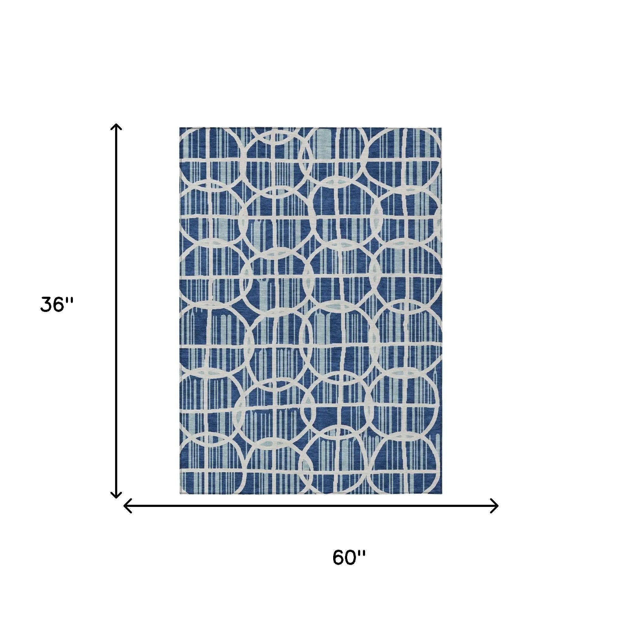 3' X 5' Blue And Silver Geometric Washable Indoor Outdoor Area Rug Homeroots Outdoor