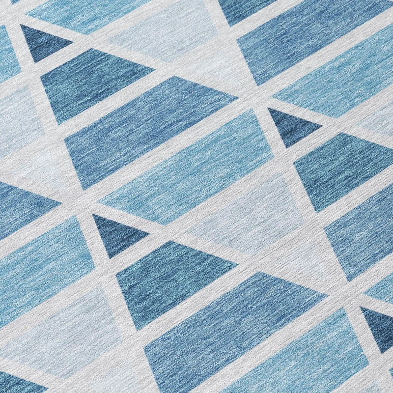 3' X 5' Blue And Silver Geometric Washable Indoor Outdoor Area Rug Homeroots Outdoor