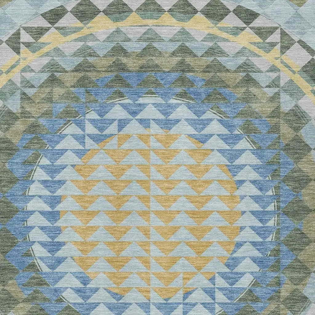 3' X 5' Blue And Silver Geometric Washable Indoor Outdoor Area Rug Homeroots Outdoor
