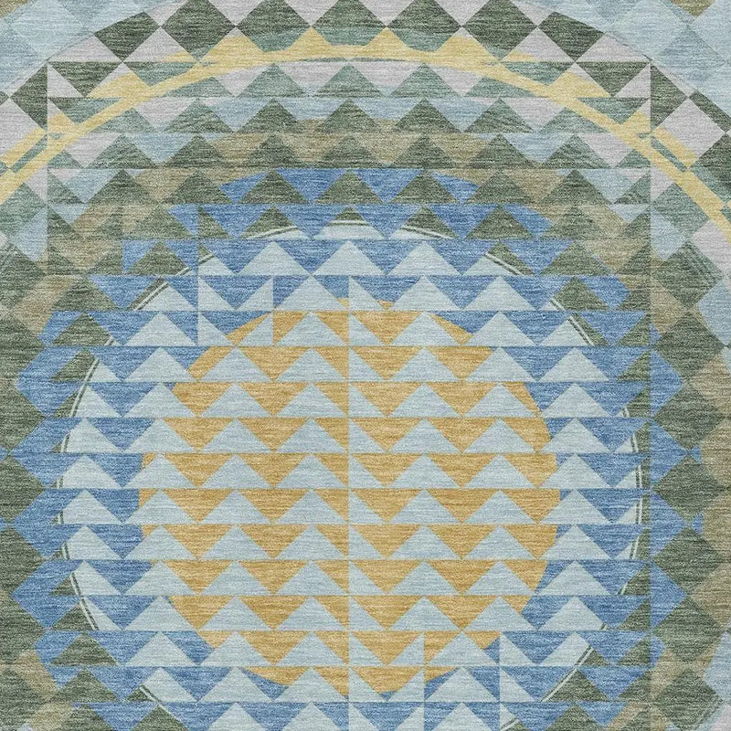 3' X 5' Blue And Silver Geometric Washable Indoor Outdoor Area Rug Homeroots Outdoor