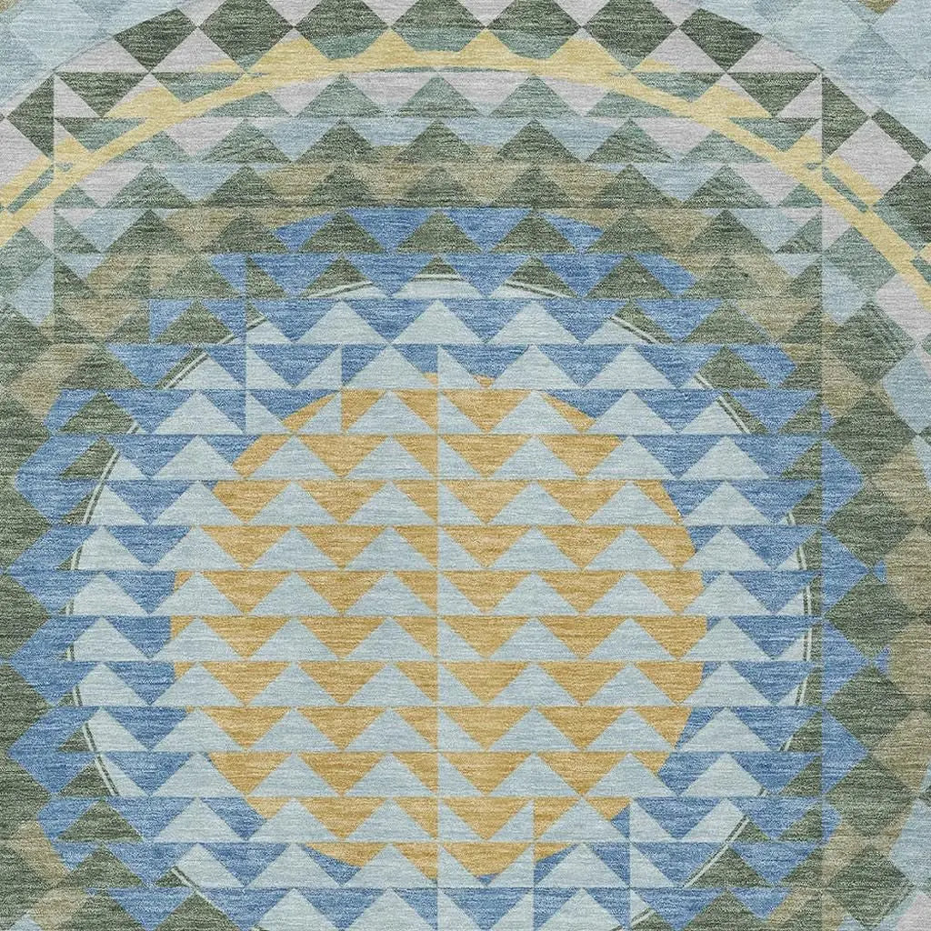 3' X 5' Blue And Silver Geometric Washable Indoor Outdoor Area Rug Homeroots Outdoor