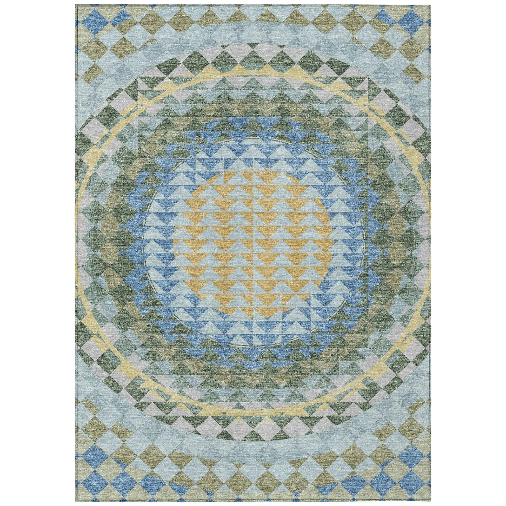 3' X 5' Blue And Silver Geometric Washable Indoor Outdoor Area Rug Homeroots Outdoor