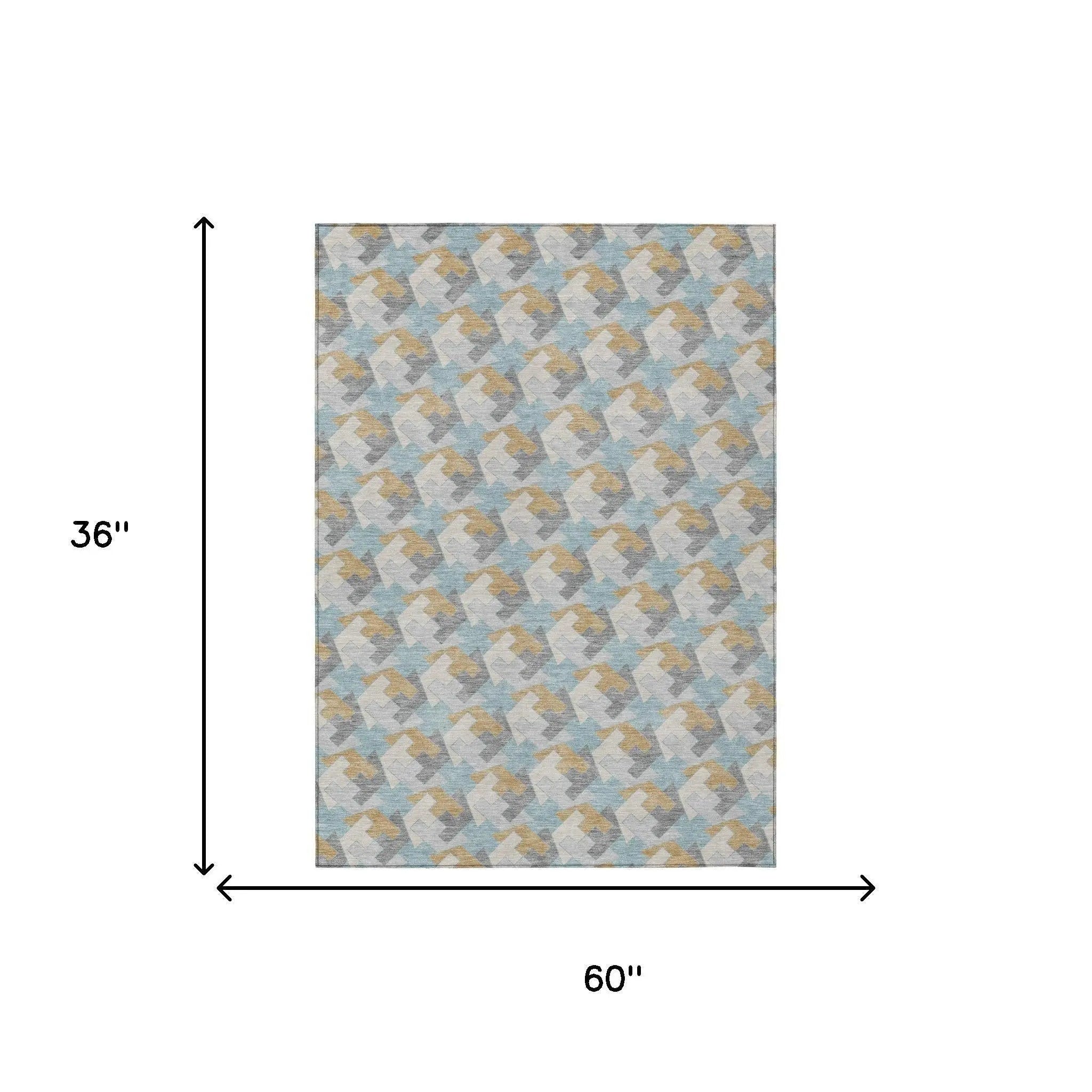 3' X 5' Blue And Silver Geometric Washable Indoor Outdoor Area Rug Homeroots Outdoor