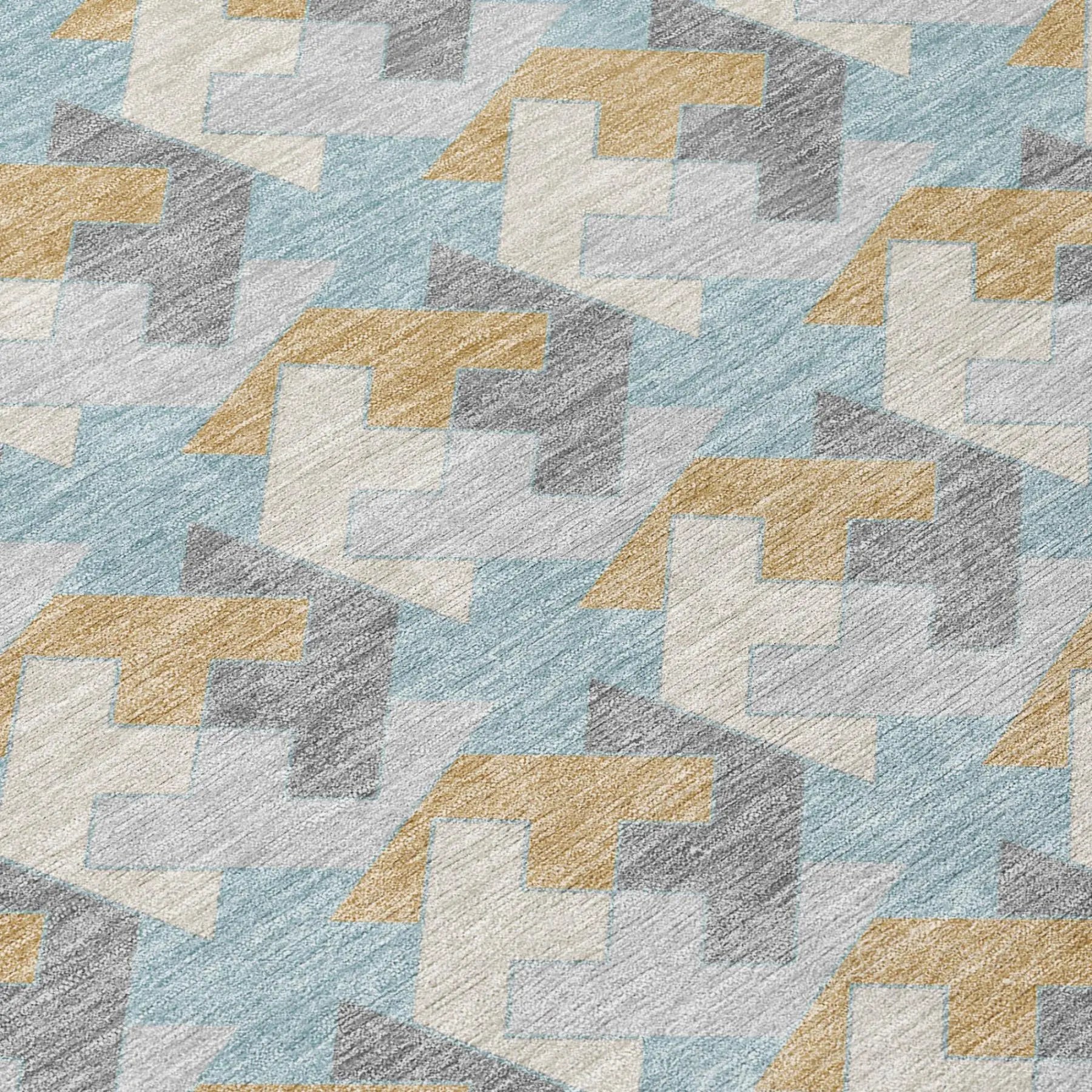 3' X 5' Blue And Silver Geometric Washable Indoor Outdoor Area Rug Homeroots Outdoor