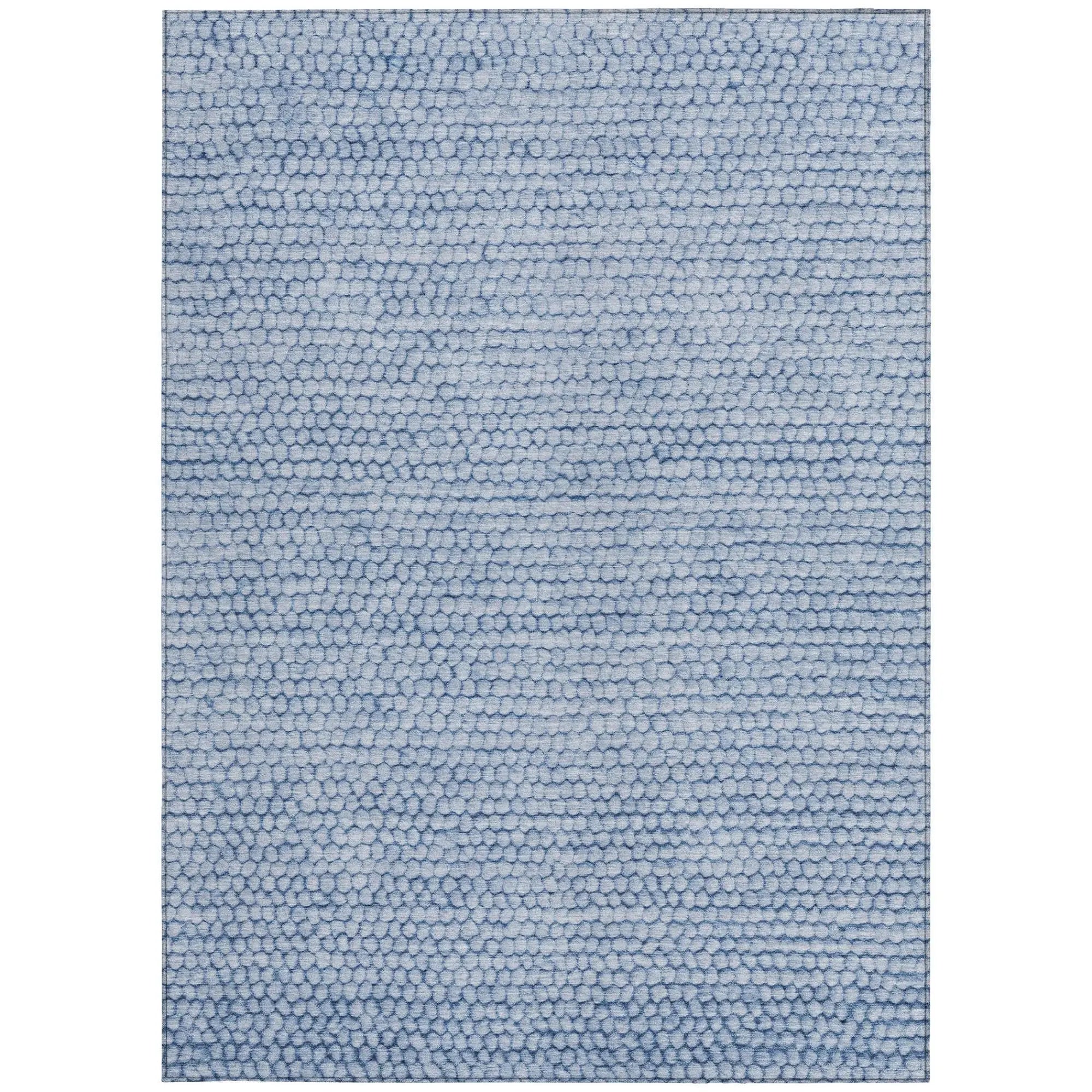 3' X 5' Blue And Sky Blue Striped Washable Indoor Outdoor Area Rug Homeroots Outdoor