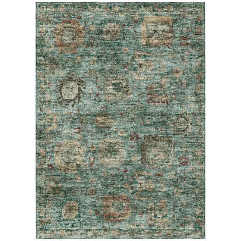 3' X 5' Blue And Teal Blue Abstract Washable Indoor Outdoor Area Rug Homeroots Outdoor