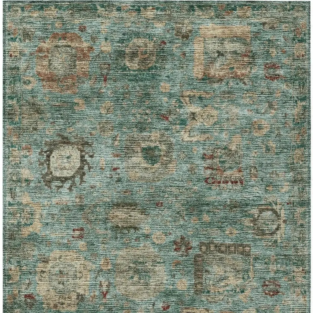 3' X 5' Blue And Teal Blue Abstract Washable Indoor Outdoor Area Rug Homeroots Outdoor