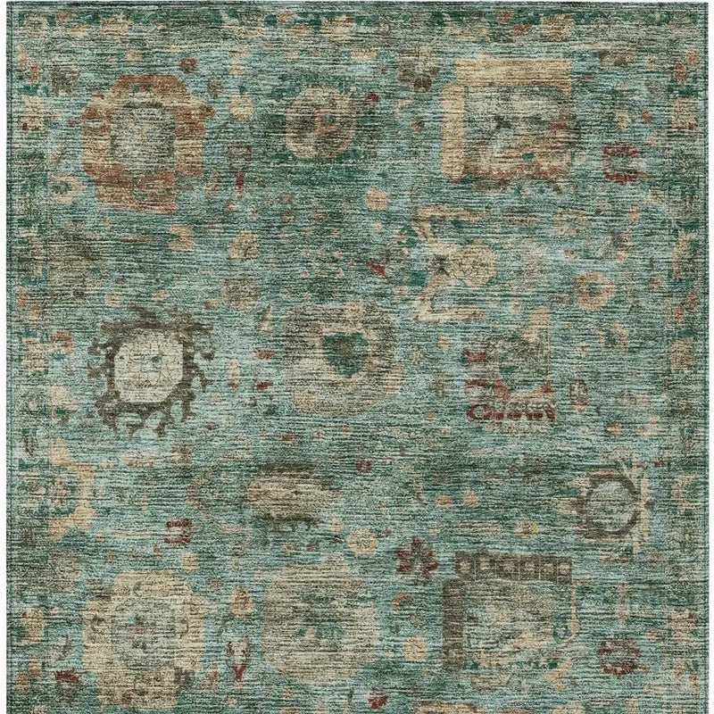 3' X 5' Blue And Teal Blue Abstract Washable Indoor Outdoor Area Rug Homeroots Outdoor
