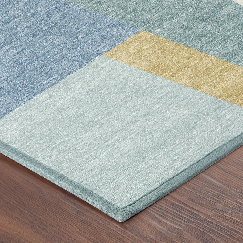 3' X 5' Blue And Teal Blue Geometric Washable Indoor Outdoor Area Rug Homeroots Outdoor