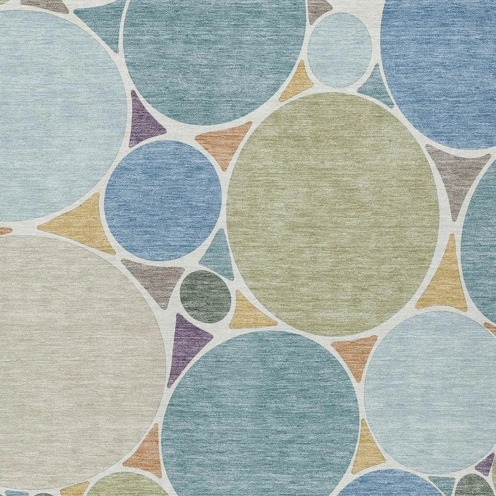 3' X 5' Blue And Teal Blue Geometric Washable Indoor Outdoor Area Rug Homeroots Outdoor
