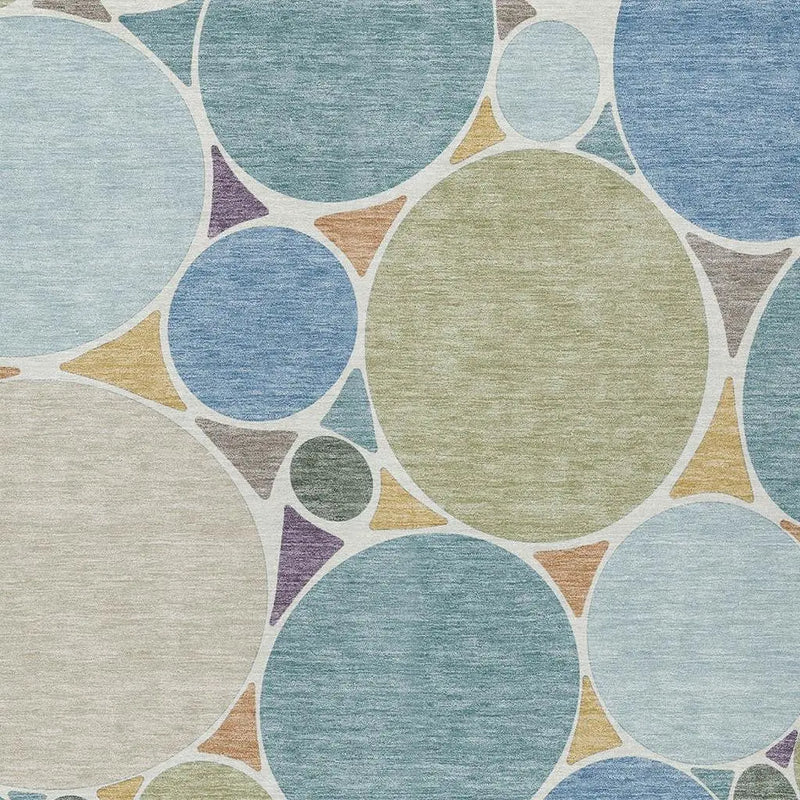 3' X 5' Blue And Teal Blue Geometric Washable Indoor Outdoor Area Rug Homeroots Outdoor