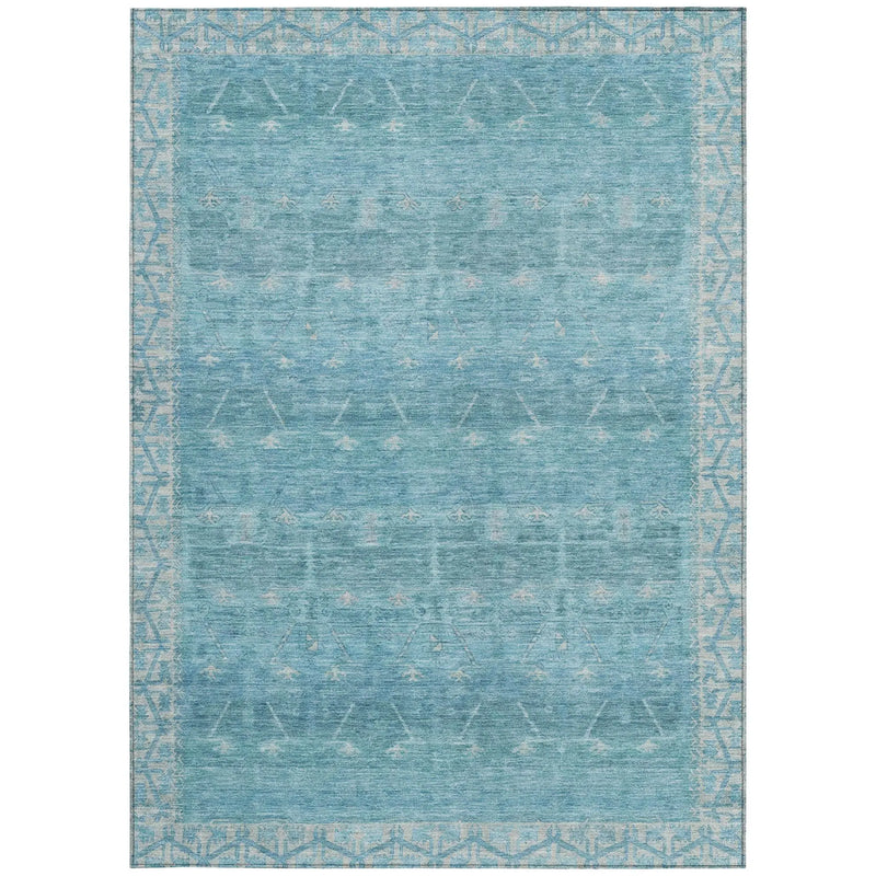 3' X 5' Blue And Teal Blue Tribal Washable Indoor Outdoor Area Rug Homeroots Outdoor