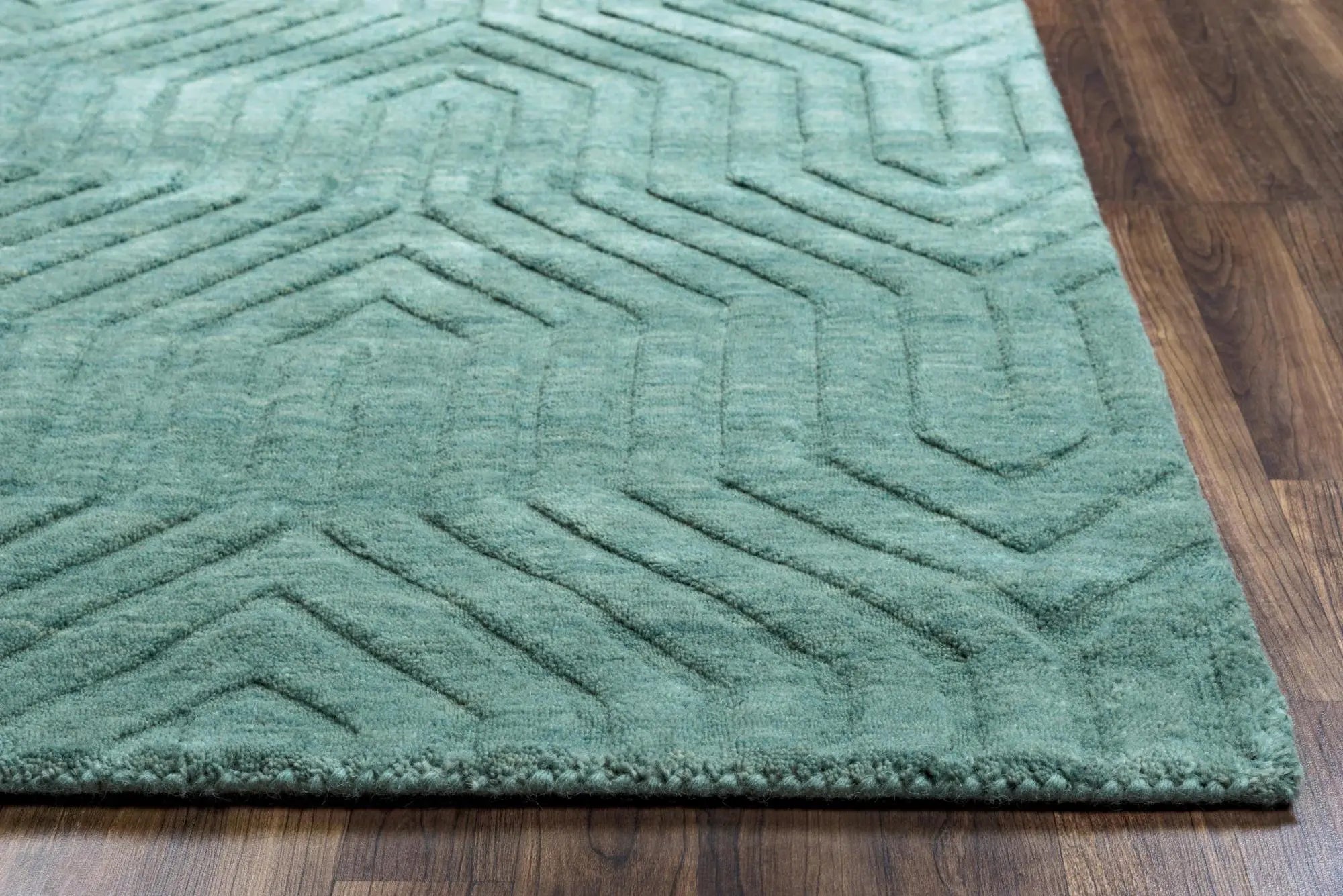 3' X 5' Blue And Teal Wool Geometric Hand Tufted Area Rug Homeroots Home Decor