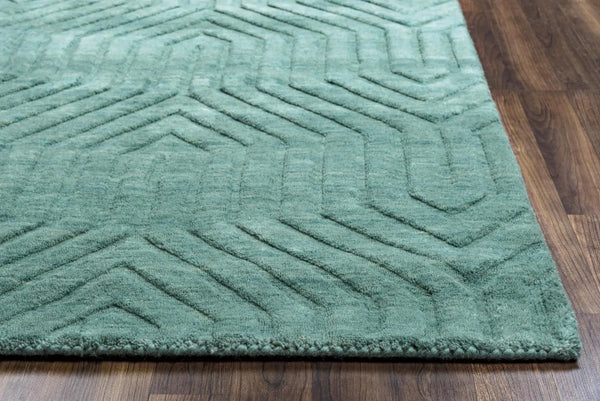 3' X 5' Blue And Teal Wool Geometric Hand Tufted Area Rug Homeroots Home Decor