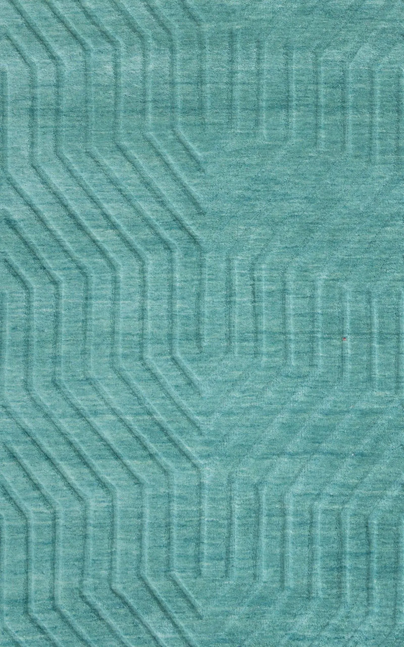 3' X 5' Blue And Teal Wool Geometric Hand Tufted Area Rug Homeroots Home Decor