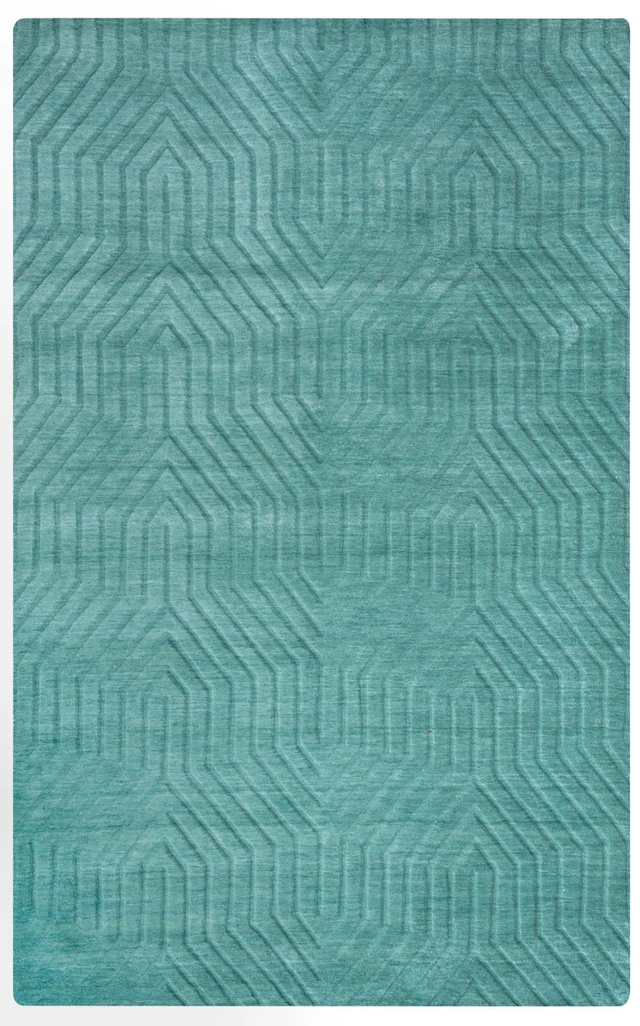 3' X 5' Blue And Teal Wool Geometric Hand Tufted Area Rug Homeroots Home Decor