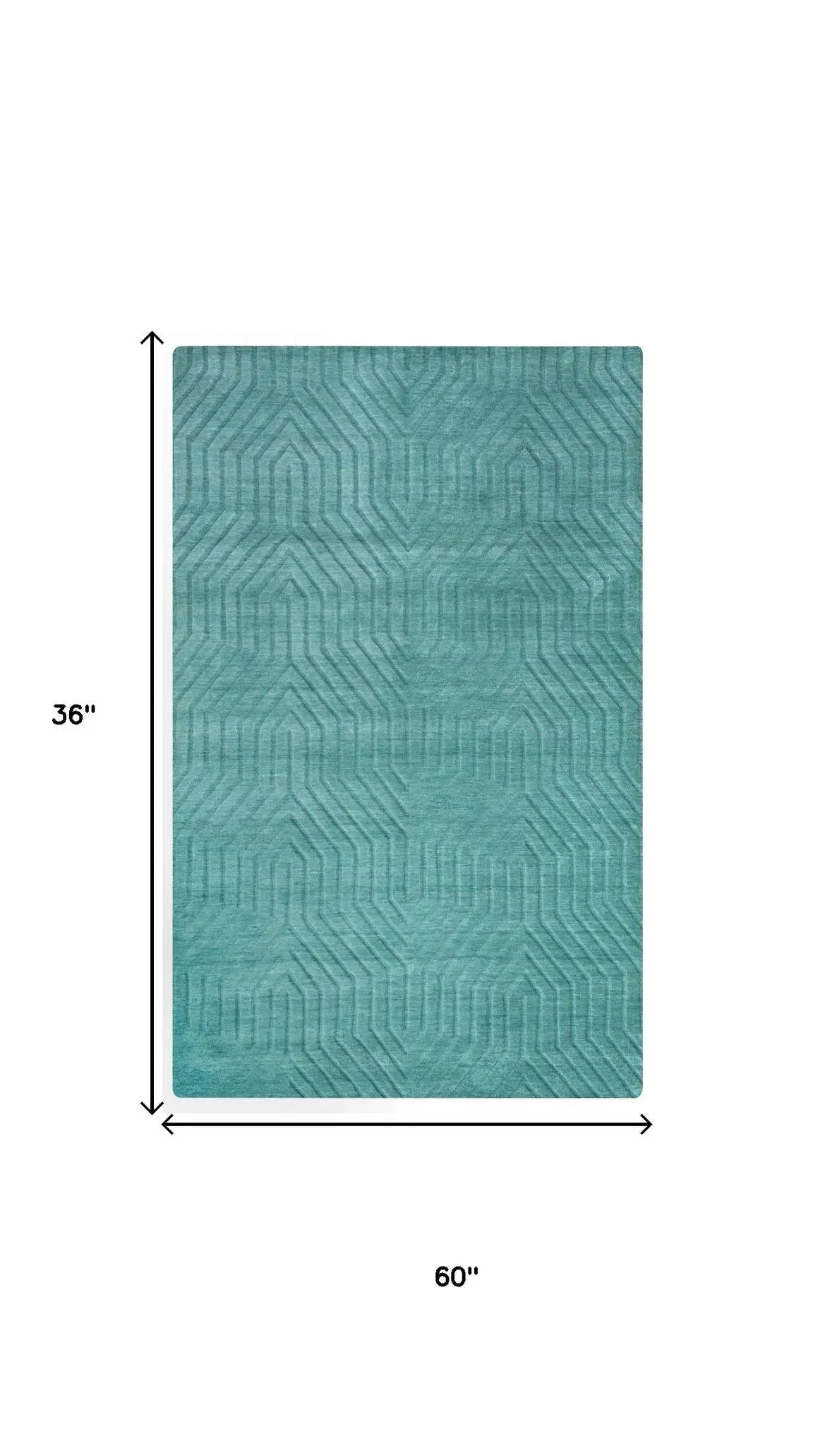 3' X 5' Blue And Teal Wool Geometric Hand Tufted Area Rug Homeroots Home Decor