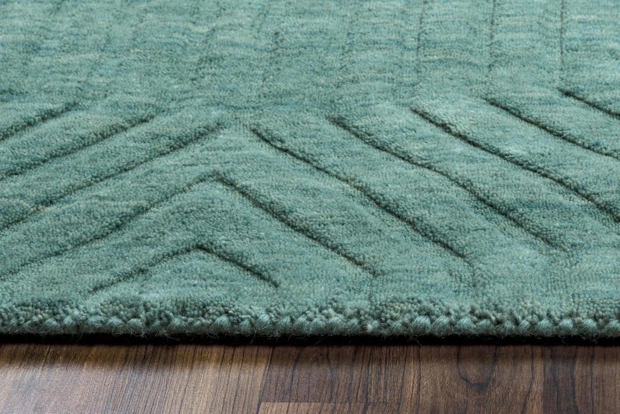 3' X 5' Blue And Teal Wool Geometric Hand Tufted Area Rug Homeroots Home Decor